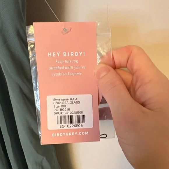 NWT Birdy Grey Kaia Sea Glass Bridesmaids Dress Green Long Chiffon XXL - Picture 9 of 15